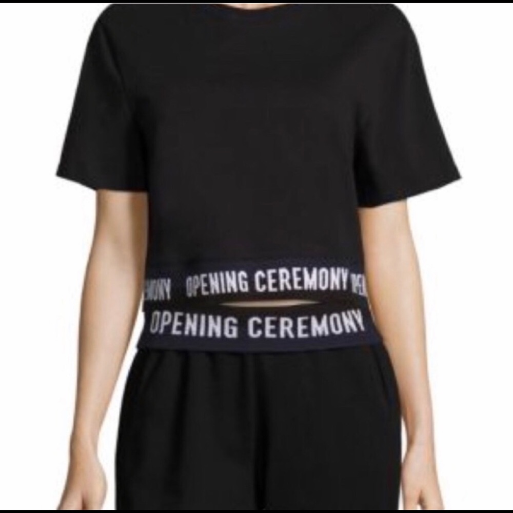 OPENING CEREMONY Elastic Crop Top in Black